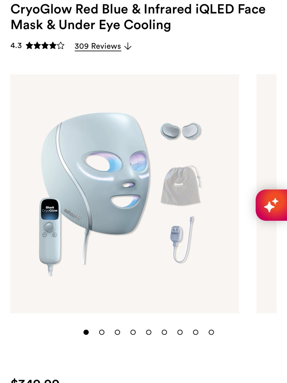 Shark CryoGlow Blue LED & Infrared iQLED Face Mask